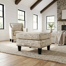 Upholstered Script Ottoman, Traditional Accent Footstool for Living Room,Brown