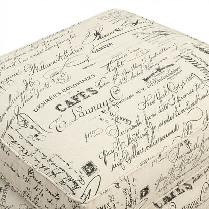 Upholstered Script Ottoman, Traditional Accent Footstool for Living Room,Brown