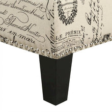 Upholstered Script Ottoman, Traditional Accent Footstool for Living Room,Brown