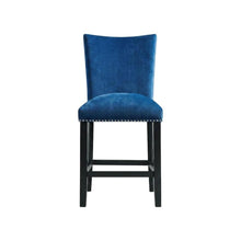 Velvet Upholstered Counter Stool, Glam Accent Chair for Kitchen Dining,Blue