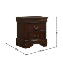 Cherry Finish Nightstand with Two Drawers and Traditional Style