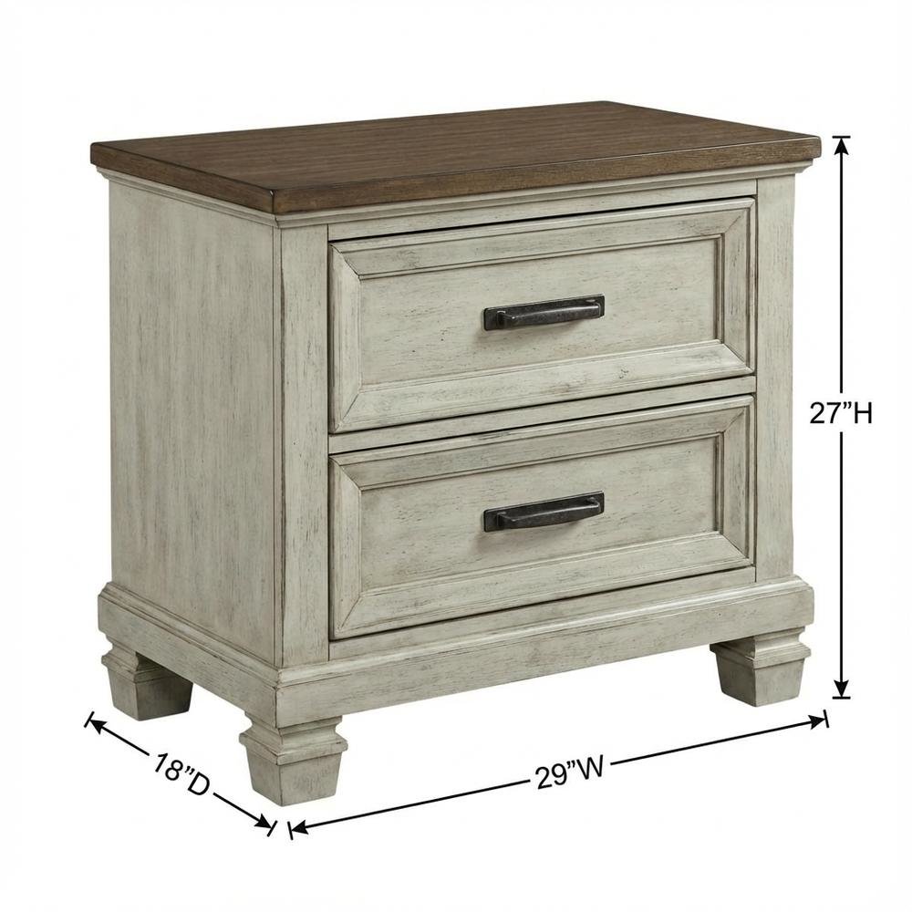 Medium Brown Nightstand with Usb and Farmhouse Style