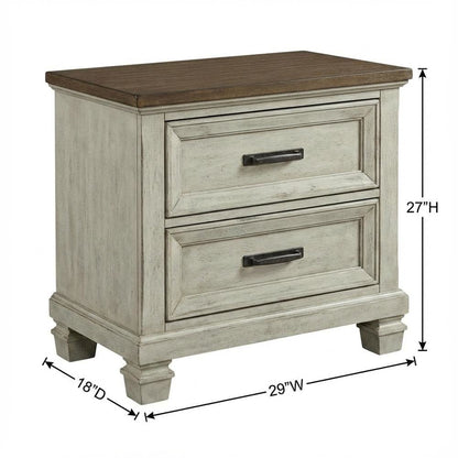 Medium Brown Nightstand with Usb and Farmhouse Style