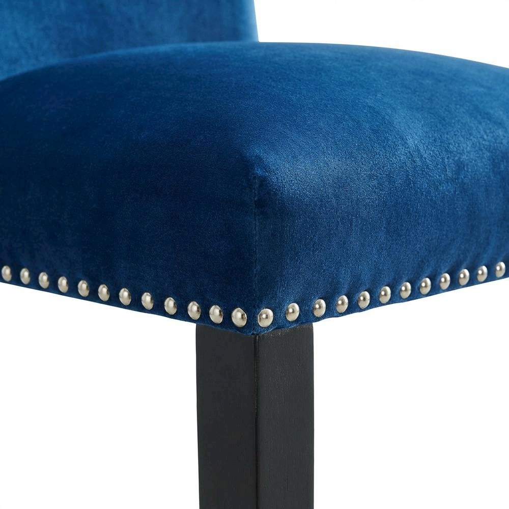 Velvet Upholstered Counter Stool, Glam Accent Chair for Kitchen Dining,Blue