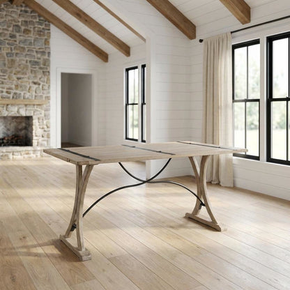 Farmhouse Folding Top Dining Table, Wood Kitchen and Dining Room Table,Beige