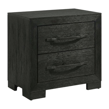 Black Modern Nightstand with 2 Drawers and Sleek Finish