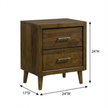 Walnut Nightstand in Mid-Century Modern Style with 2 Drawers