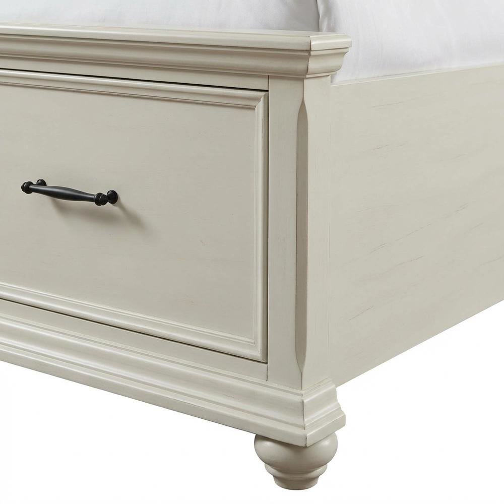 King Platform Storage Bed with Drawers, Traditional Wood Bed Frame,White