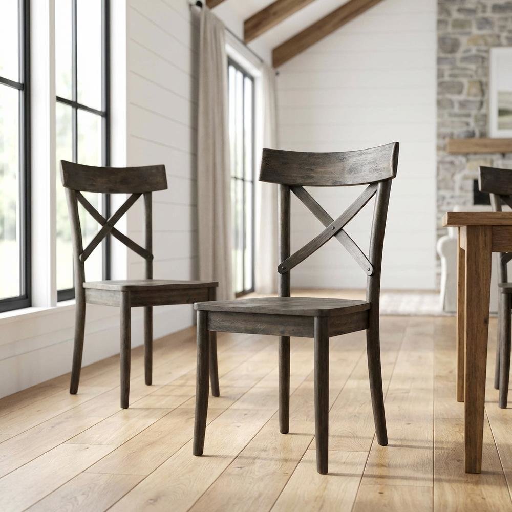 Farmhouse Wooden Side Chair, Rustic Dining Accent Chair for Kitchen Room,Brown