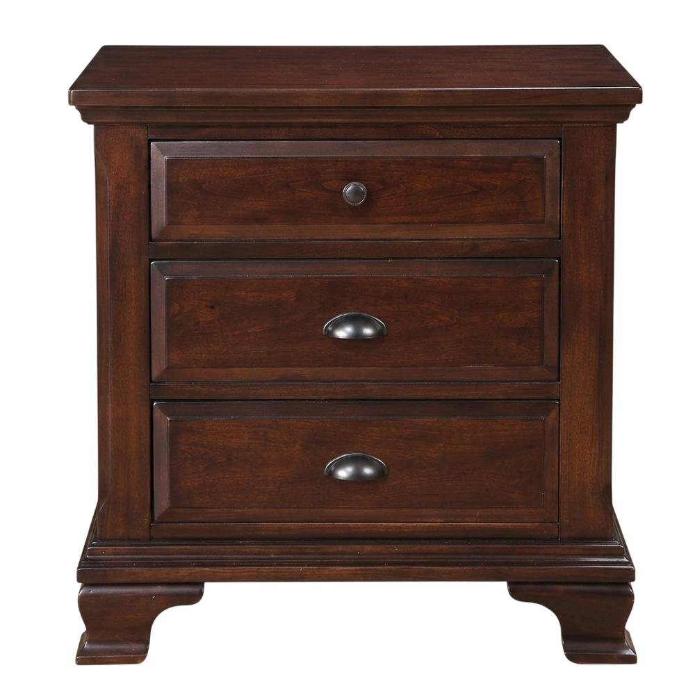 Traditional Nightstand with Drawers, Classic Bedside Table for Bedroom,Brown