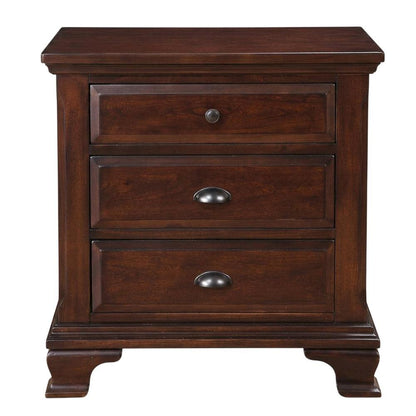 Traditional Nightstand with Drawers, Classic Bedside Table for Bedroom,Brown