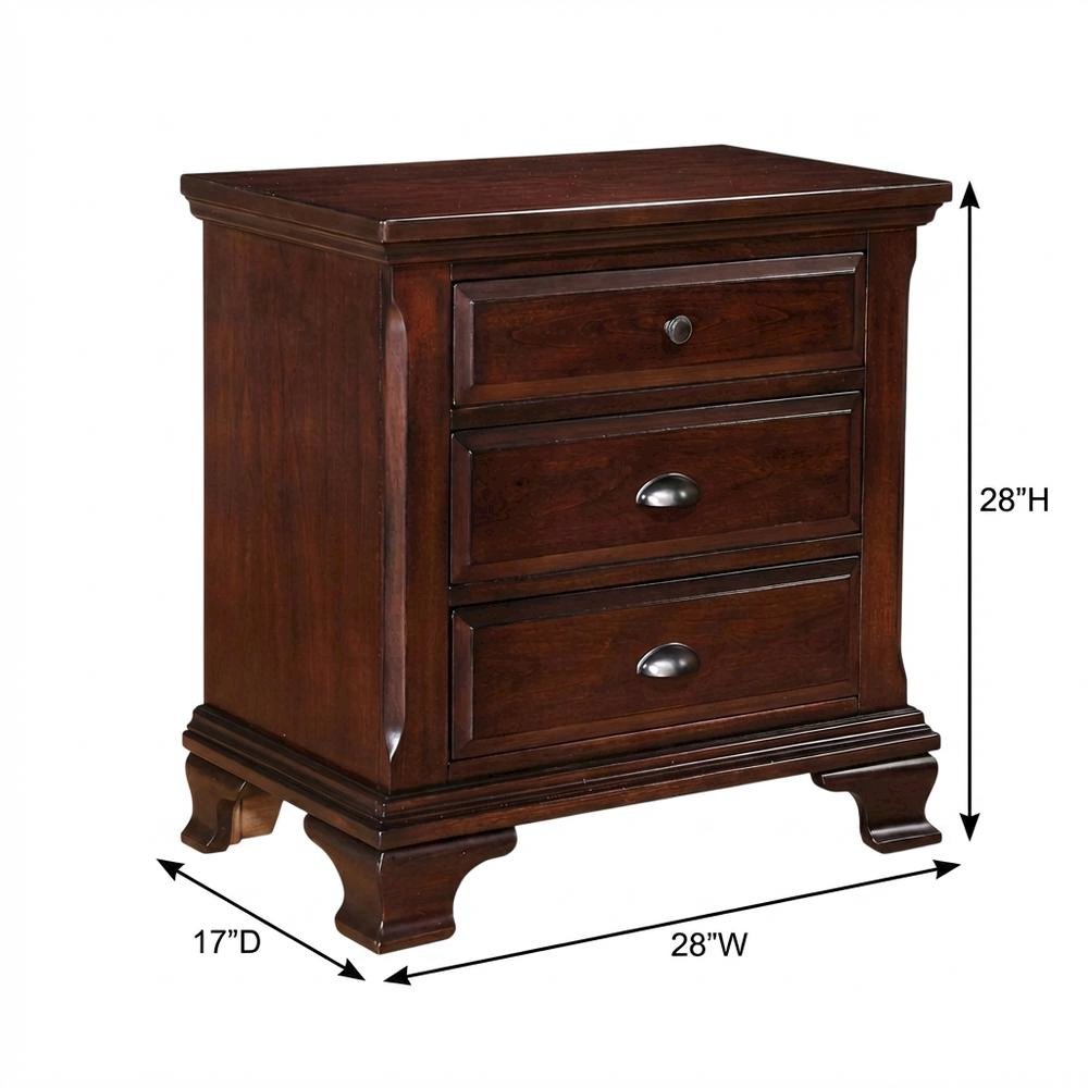 Traditional Nightstand with Drawers, Classic Bedside Table for Bedroom,Brown