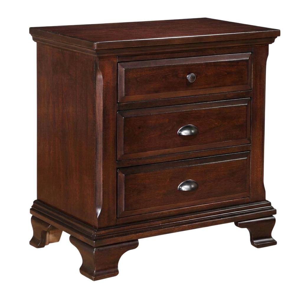 Traditional Nightstand with Drawers, Classic Bedside Table for Bedroom,Brown