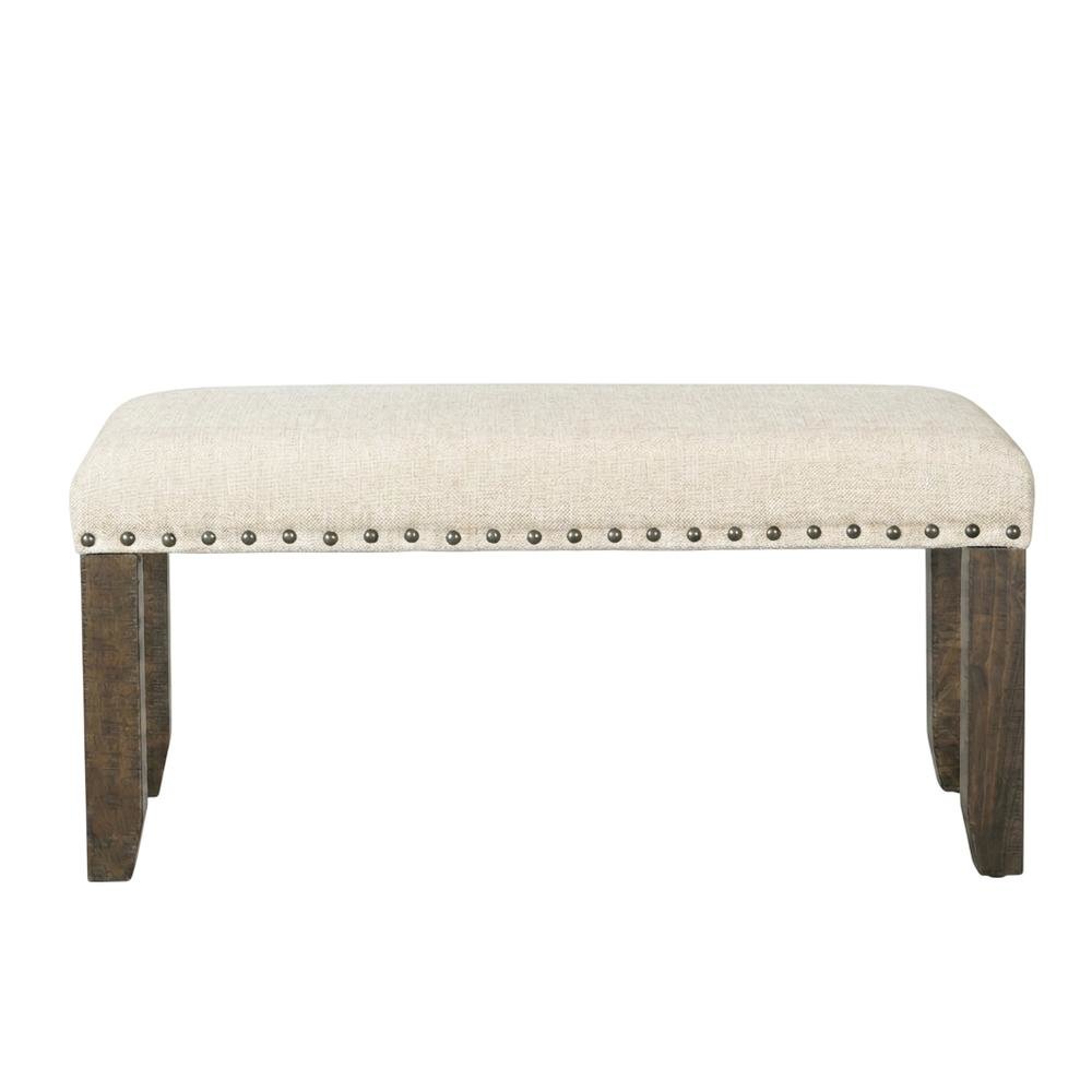 Polyester Upholstered Dining Bench, Traditional Accent Bench,White