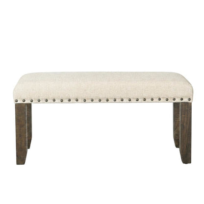 Polyester Upholstered Dining Bench, Traditional Accent Bench,White