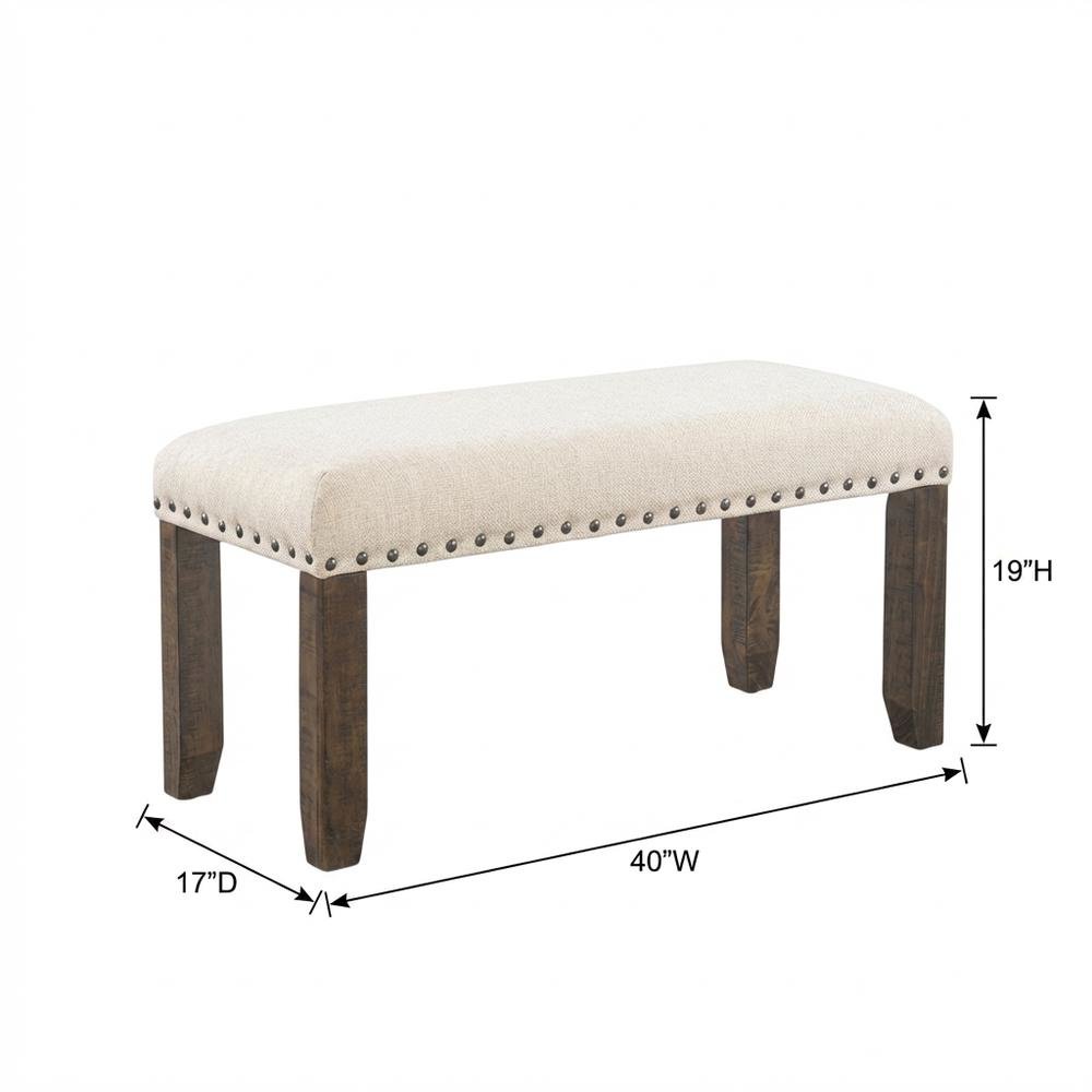 Polyester Upholstered Dining Bench, Traditional Accent Bench,White