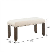 Polyester Upholstered Dining Bench, Traditional Accent Bench,White