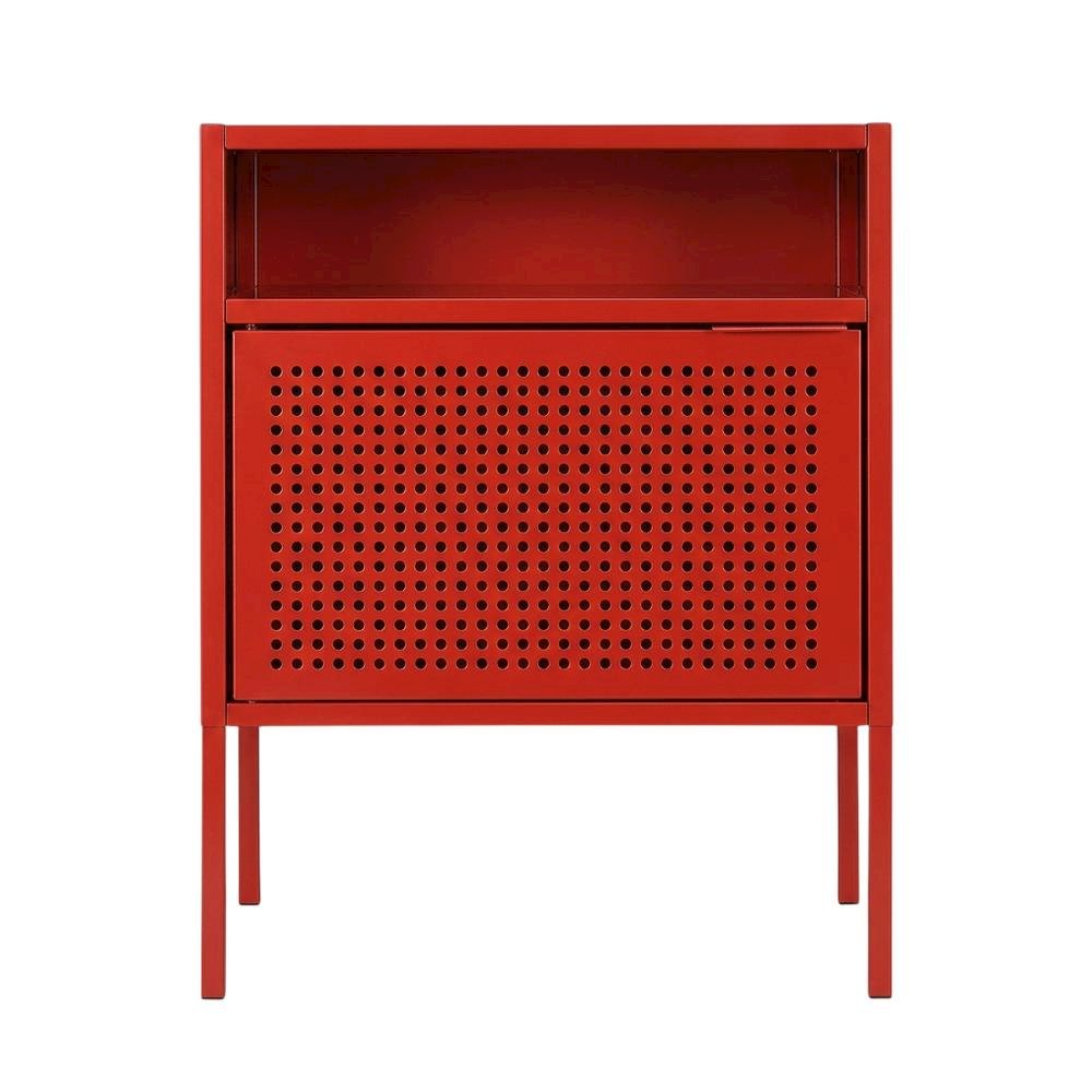 Modern Nightstand with USB Charging Port, Accent Bedside Table for Bedroom,Red