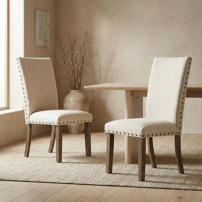 Upholstered Side Chair, Traditional Accent Dining Chair,White Set of 2