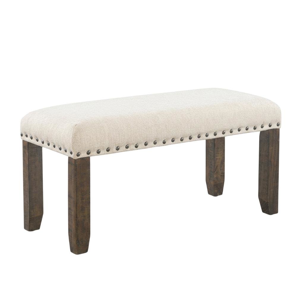 Polyester Upholstered Dining Bench, Traditional Accent Bench,White