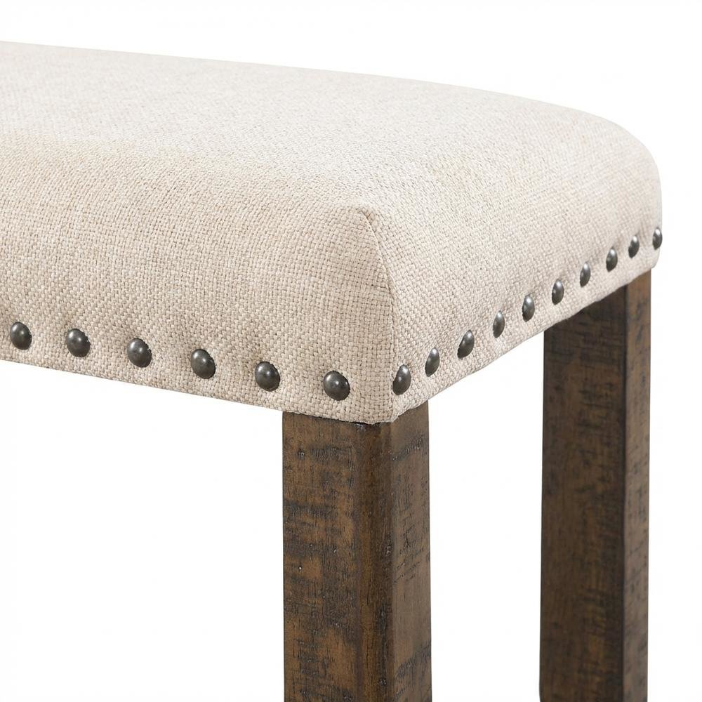 Polyester Upholstered Dining Bench, Traditional Accent Bench,White