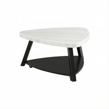 White Modern Coffee Table with Shelf and 2-Inch Thick Top, Single Piece