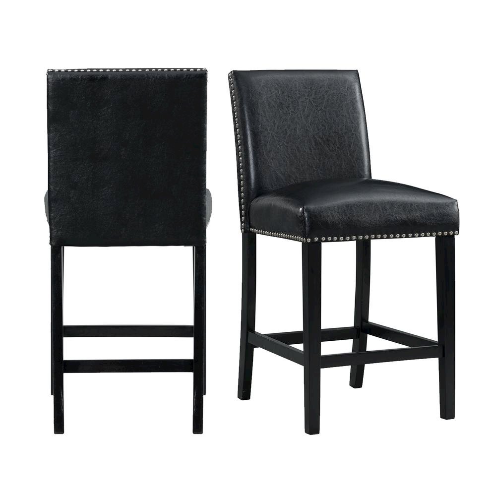 Upholstered Counter Height Side Chair, Transitional Accent Chair,Black, Set of 2