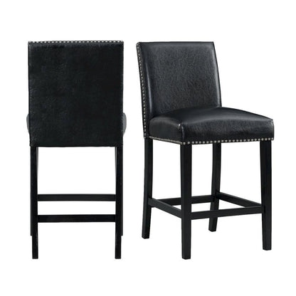 Upholstered Counter Height Side Chair, Transitional Accent Chair,Black, Set of 2
