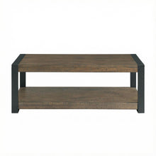 Walnut Rectangular Coffee Table with Black Finish and Transitional Style