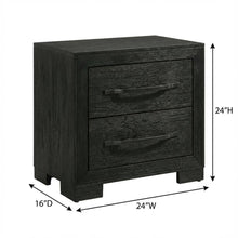 Black Modern Nightstand with 2 Drawers and Sleek Finish