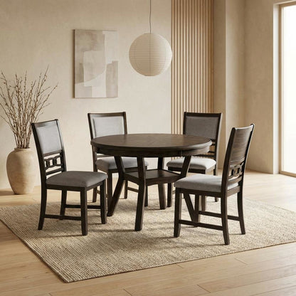 5-Piece Dining Set with Upholstered Side Chairs, Transitional Dining Room,Brown