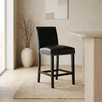 Upholstered Counter Height Side Chair, Transitional Accent Chair,Black, Set of 2