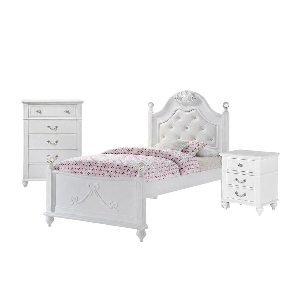 Twin Platform Bedroom Set, Traditional 3-Piece Bed Suite for Master Bedroom