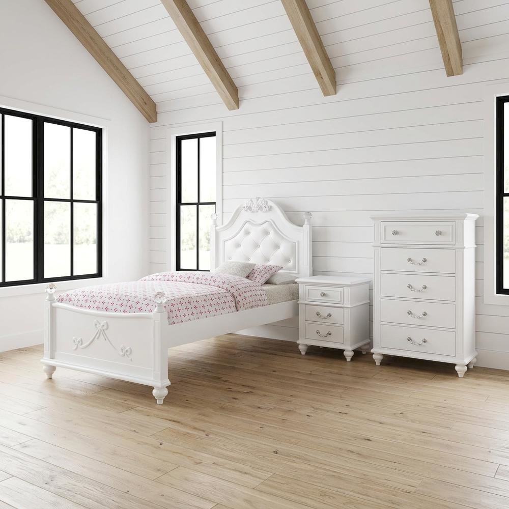 Twin Platform Bedroom Set, Traditional 3-Piece Bed Suite for Master Bedroom