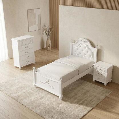 Twin Platform Bedroom Set, Traditional 3-Piece Bed Suite for Master Bedroom