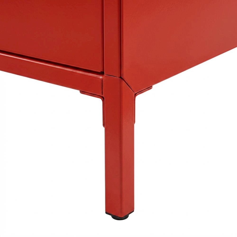 Modern Nightstand with USB Charging Port, Accent Bedside Table for Bedroom,Red