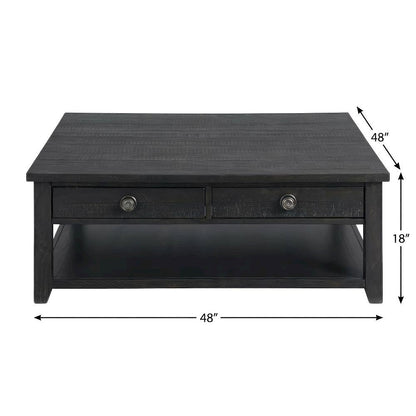 Square Coffee Table Dark Grey Traditional Design with Durable Construction