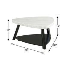 White Modern Coffee Table with Shelf and 2-Inch Thick Top, Single Piece