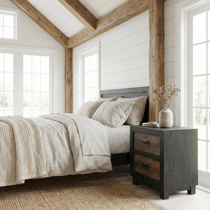 Walnut Nightstand with Dovetail Drawers and Metal Glides for Bedroom