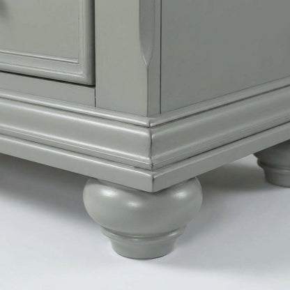 Grey Nightstand with 3 Drawers, Usb Ports, and Traditional Style