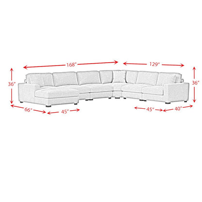 Mesa Modular 6PC Sectional Set with LHF Chaise in Steno Stone