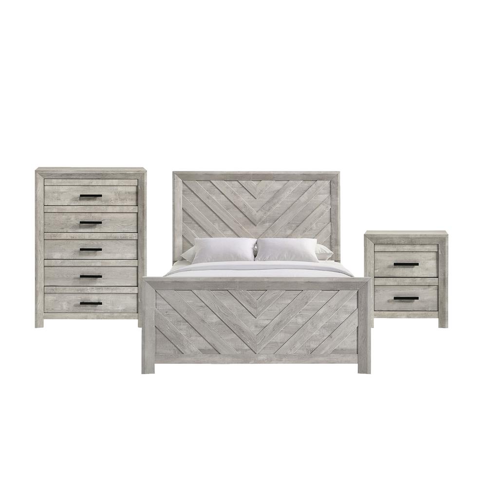 Keely Queen Panel 3PC Bedroom Set in White