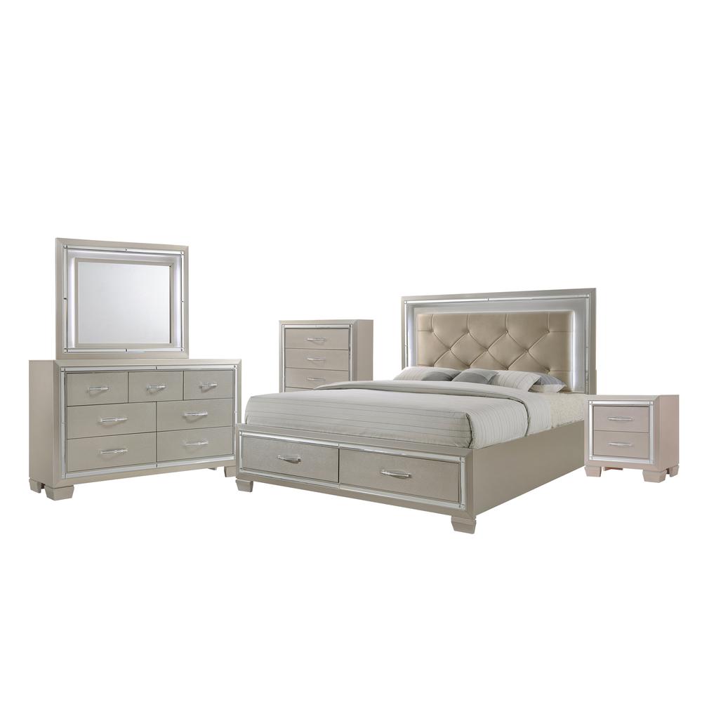 Glamour Queen Platform Storage  5PC Bedroom Set