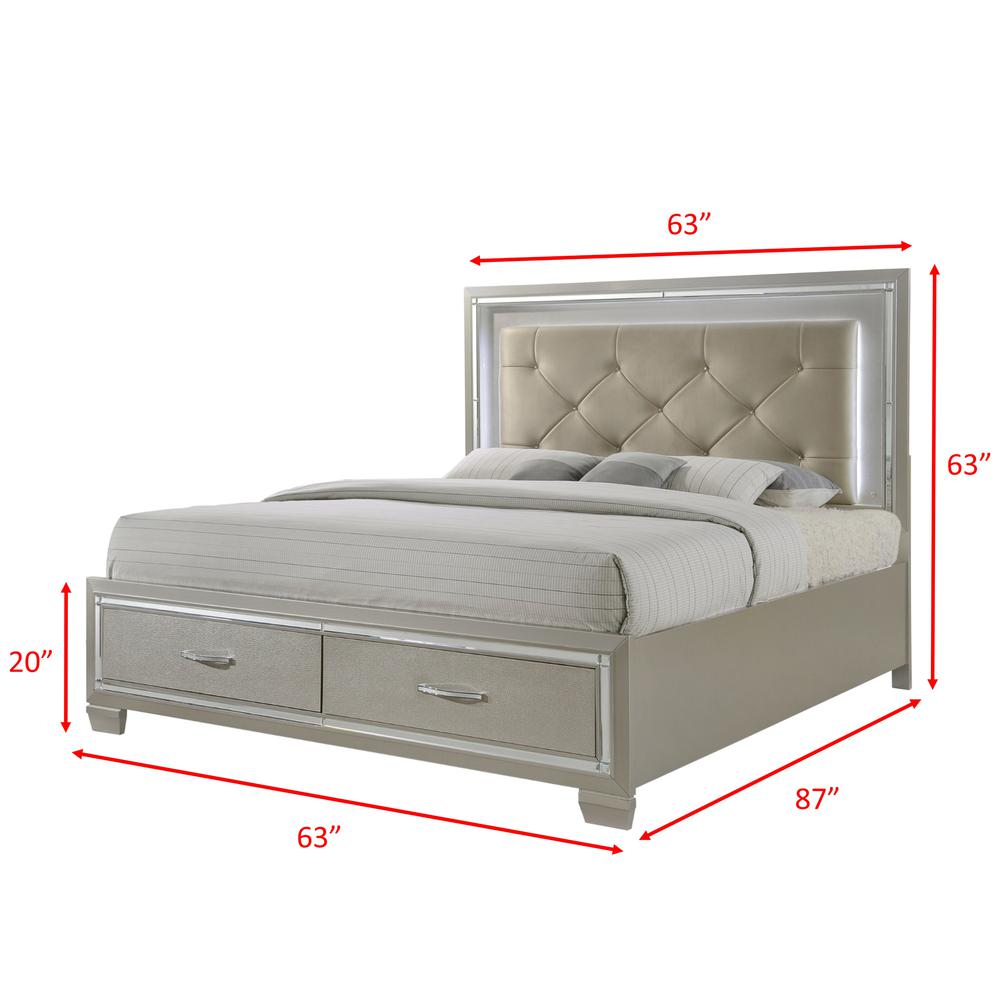 Glamour Queen Platform Storage  5PC Bedroom Set