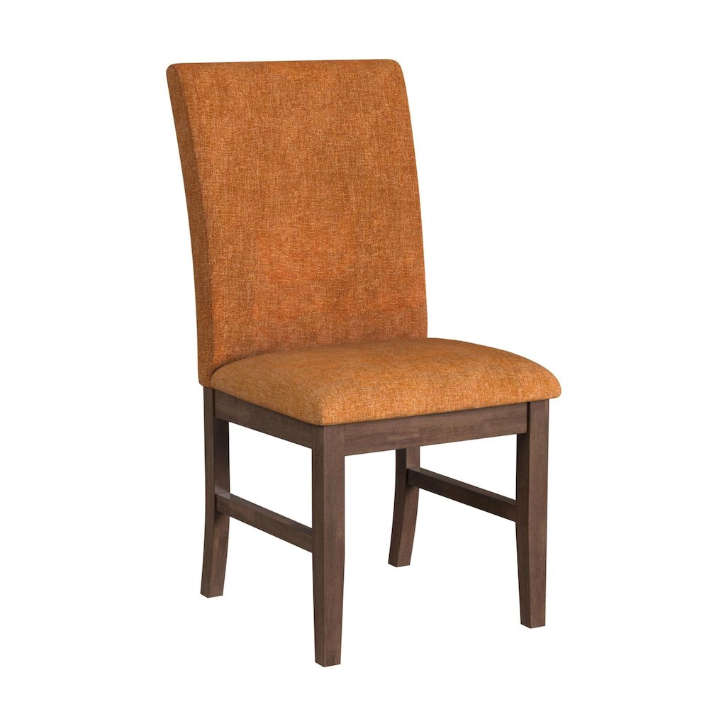 Veronica 5PC Dining Set in Walnut-Round Table and Four Orange Fabric Chairs