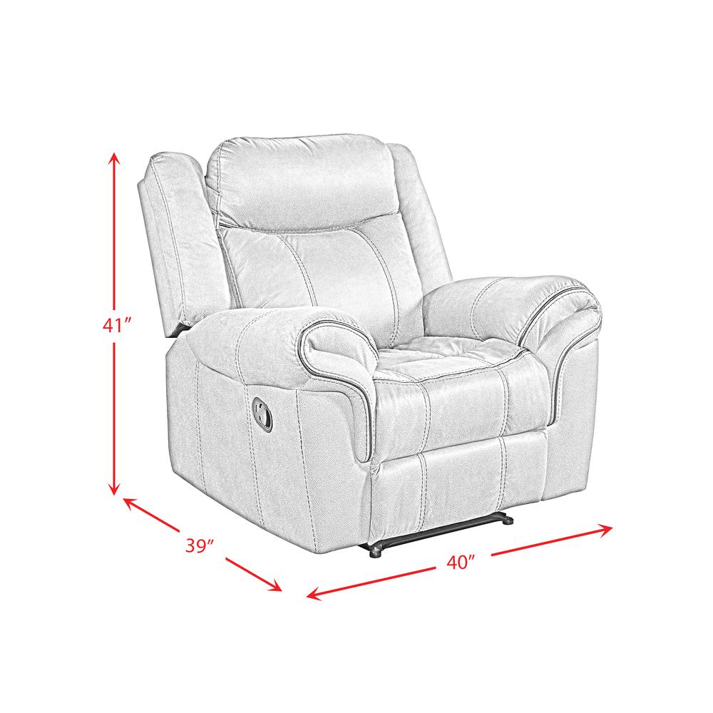 Tasso 3PC Living Room Set in FB367 Charcoal-Sofa, Loveseat & Recliner