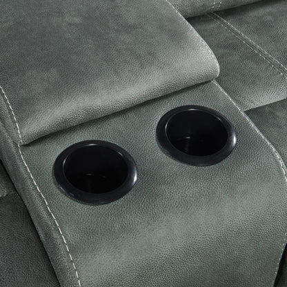 Tasso 3PC Living Room Set in FB367 Charcoal-Sofa, Loveseat & Recliner