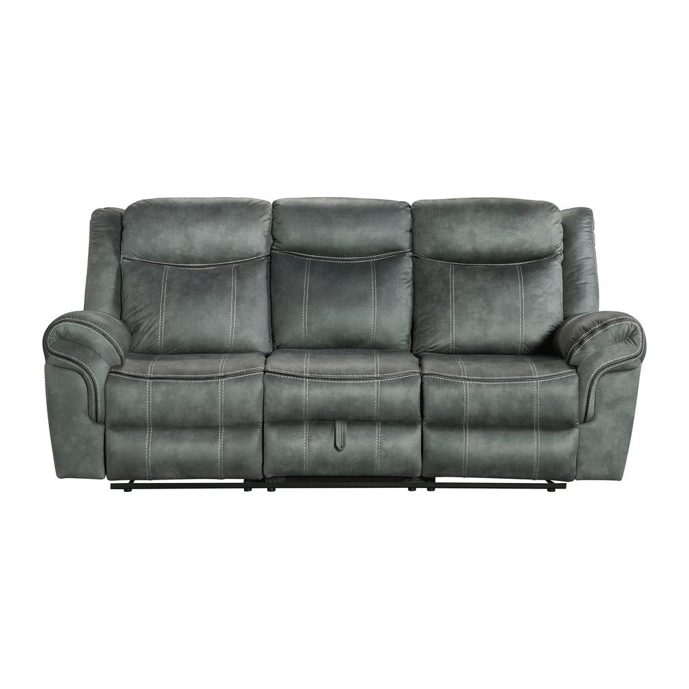 Tasso 3PC Living Room Set in FB367 Charcoal-Sofa, Loveseat & Recliner