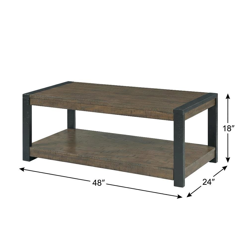 Walnut Rectangular Coffee Table with Black Finish and Transitional Style