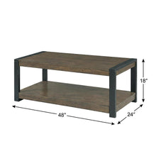 Walnut Rectangular Coffee Table with Black Finish and Transitional Style
